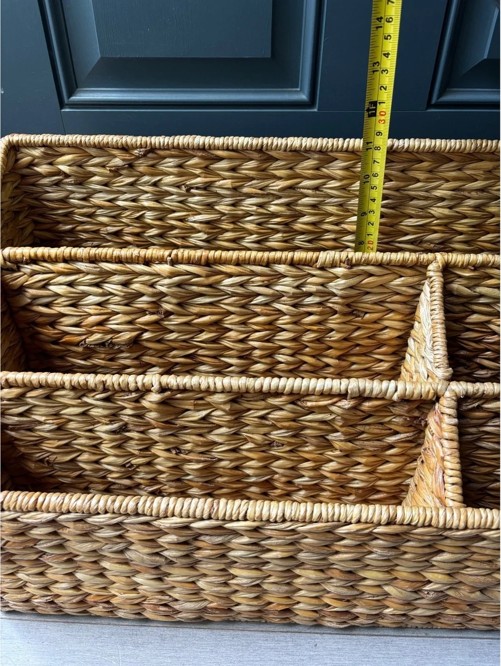 Woven Storage Basket with Multiple Compartments desk organizer mail holder